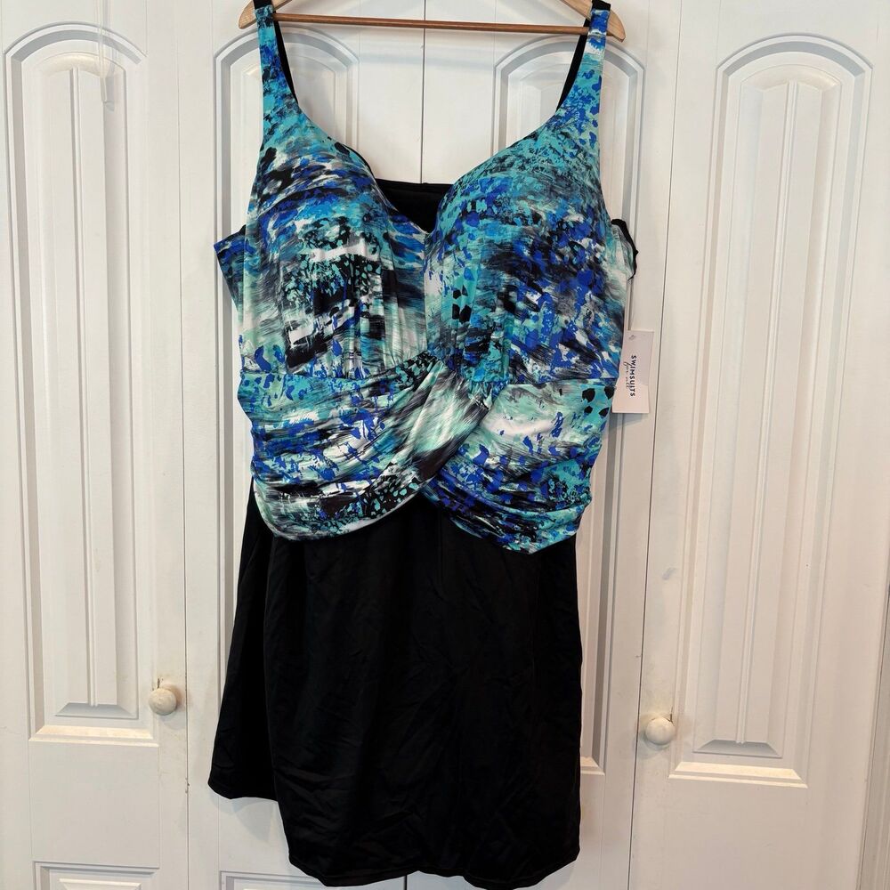 Swimsuits For All Blue Swimsuit Size 32